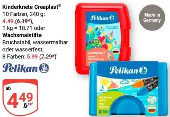 Globus Pelikan Kinderknete Creaplast oder Wachsmalstifte Angebot