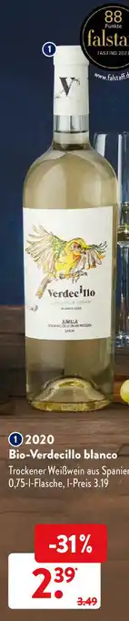 Aldi Süd Bio-Verdecillo blanco 75 cl Angebot