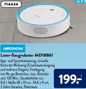 Aldi Süd Medion Laser-Saugroboter MD18861 Angebot