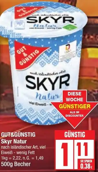 Edeka GUT&GÜNSTIG Skyr Natur 500 g Becher Angebot