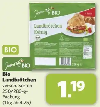 Combi Jeden Tag Bio Landbrötchen 250/280 g Packung Angebot