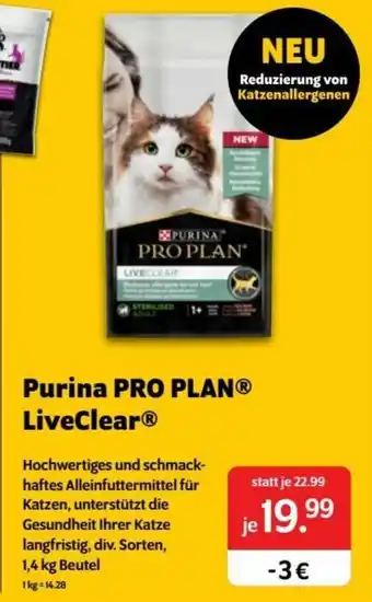 Das Futterhaus Purina Pro Plan LiveClear Angebot