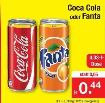 Zimmermann Coca Cola Oder Fanta 0,33L Angebot