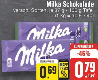 Edeka Milka Schokolade 87-100 g Tafel Angebot