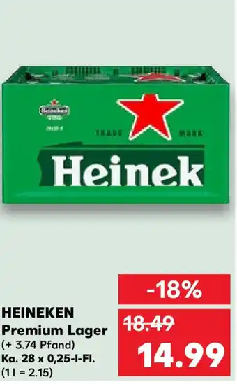 Kaufland HEINEKEN Premium Lager Ka. 28 x 0,25 l Fl. Angebot