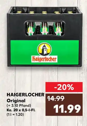 Kaufland HAIGERLOCHER Original Ka. 20 x 0,5 l Fl. Angebot