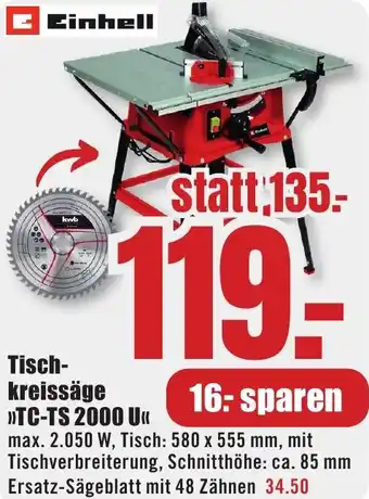 B1 Discount Baumarkt Einhell Tischkreissäge TC-TS 2000 U Angebot