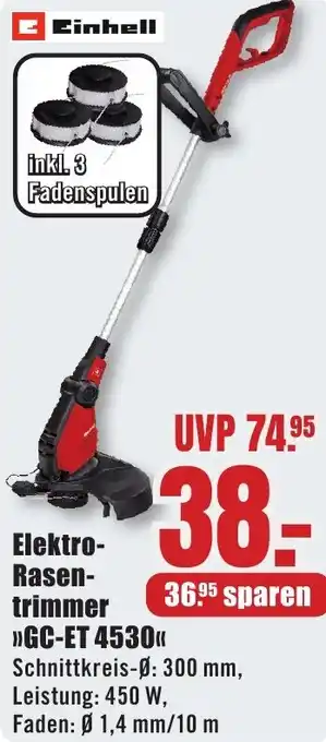 B1 Discount Baumarkt Einhell Elektro Rasentrimmer GC-ET 4530 Angebot