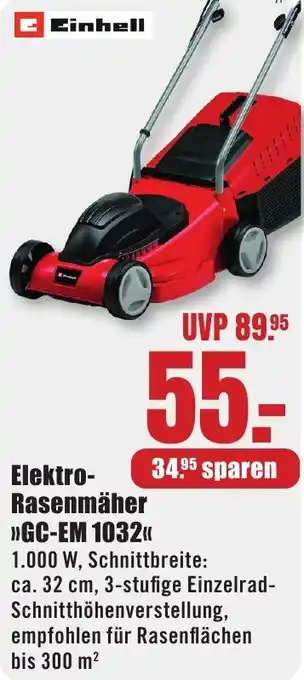 B1 Discount Baumarkt Einhell Elektro Rasenmäher GC-EM 1032 Angebot