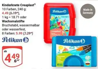 Globus Pelikan Kinderknete Creaplast oder Wachsmalstifte Angebot