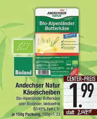 E-Center Andechser Natur Käsescheiben Angebot