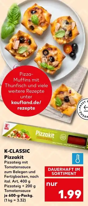 Kaufland K-CLASSIC Pizzateig 600 g Packg. Angebot