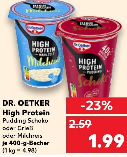 DR. OETKER High Protein Pudding Schoko oder Grieẞ oder Milchreis 400-g ...