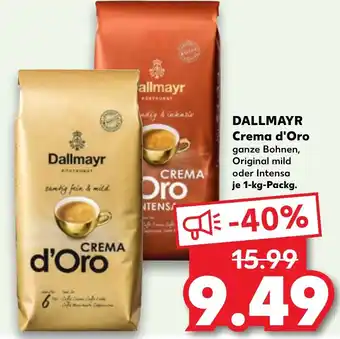 Kaufland DALLMAYR Crema d'Oro ganze Bohnen, Original mild oder Intensa 1-kg-Packg. Angebot