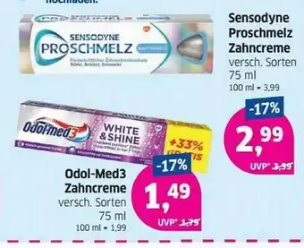 Budni Sensodyne Proschmelz Zahncreme Oder Odol-med3 Zahncreme Angebot