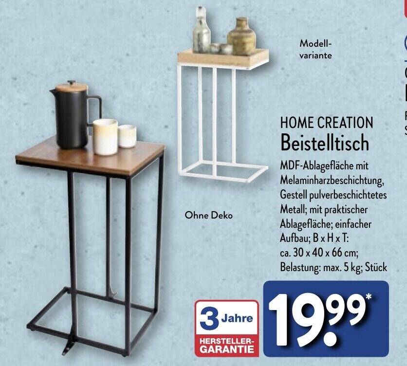 HOME CREATION Beistelltisch Angebot bei Aldi Nord