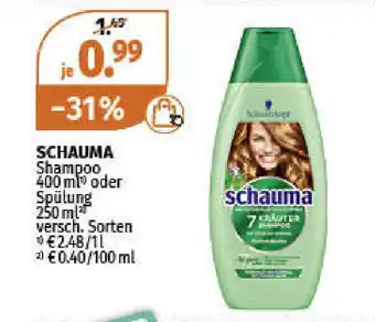 Müller Schauma Shampoo 400ml oder Spülung 250ml Angebot