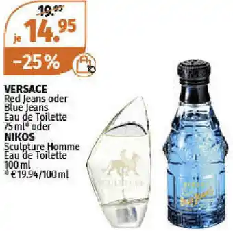 Müller Versace Red Jeans oder Blue Jeans 75ml oder Nikos Sculpture Homme 100ml Angebot