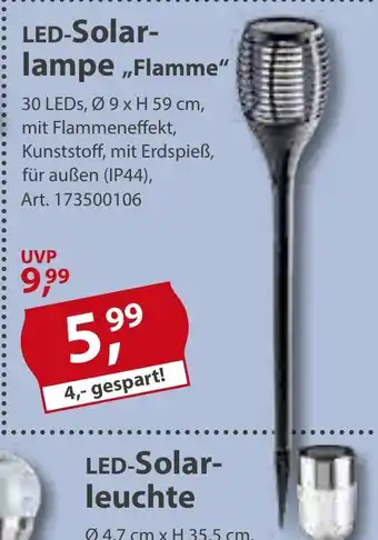 Sonderpreis Baumarkt LED-Solarlampe „Flamme" Angebot