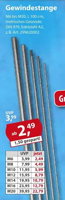 Sonderpreis Baumarkt Gewindestange Angebot
