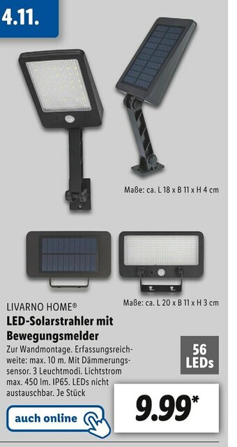 Lidl Livarno home led-solarstrahler mit bewegungsmelder Angebot