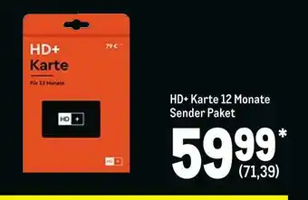 METRO Hd+ karte 12 monate sender paket Angebot