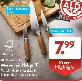 Aldi Süd FSC NELSON MÜLLER Messer mit Holzgriff Angebot