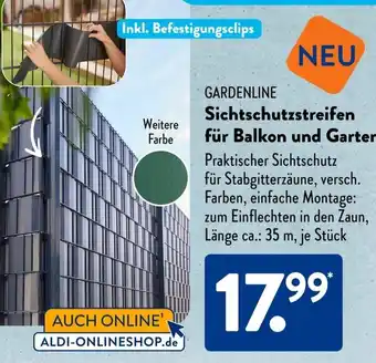 Aldi Süd GARDENLINE Sichtschutzstreifen für Balkon und Garten Angebot