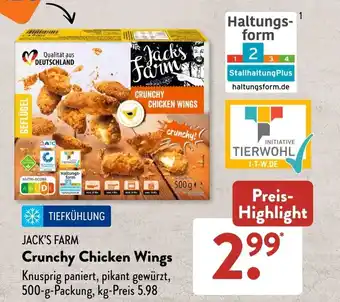 Aldi Süd JACK'S FARM Crunchy Chicken Wings 500 g Packung Angebot