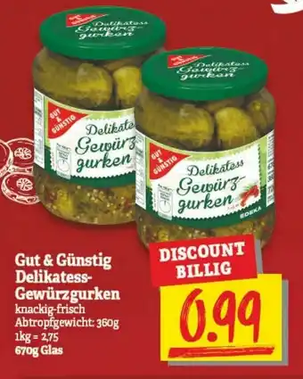 NP Discount Gut & Günstig Delikatess Gewürzgurken 670g Angebot