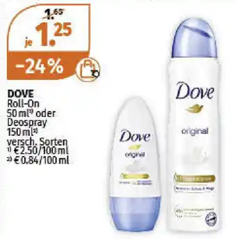 Müller Dove Roll On 50ml oder Deospray 150ml Angebot