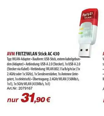 ACom PC Avm Fritz!wlan Stick Ac 430 Angebot