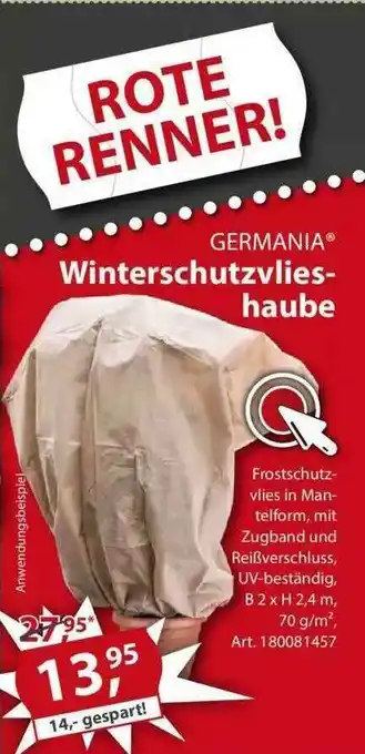 Sonderpreis Baumarkt Germania Winterschutzvlies-haube Angebot