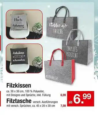 Zimmermann Filzkissen Filztasche Angebot