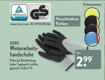 Aldi Nord Duro Winterarbeitshandschuhe Angebot