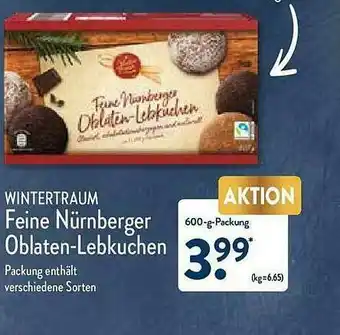 Aldi Nord Wintertraum Feine Nürnberger Oblaten-lebkuchen Angebot