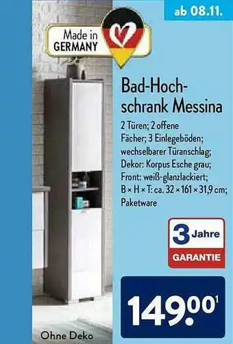 Aldi Nord Bad-hochschrank Messina Angebot