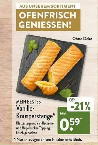 Aldi Nord Mein Bestes Vanille-knusperstange Angebot