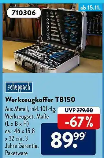 Aldi Süd Scheppach Werkzeugkoffer Tb150 Angebot