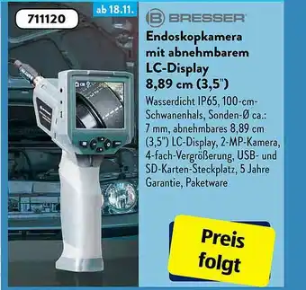 Aldi Süd Bresser Endoskopkamera Mit Abnehmbarem Lc-display 3.5 Angebot