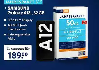 Aldi Süd Aldi Talk Jahrespaket S + Samsung Galaxy A12 32gb Angebot