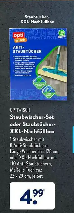 Aldi Süd Optiwisch Staubwischer-set Oder Staubtücher-XXL-nachfüllbox Angebot