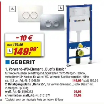 toom Baumarkt GEBERIT 1. Vorwand-WC-Element,,Duofix Basic" Angebot