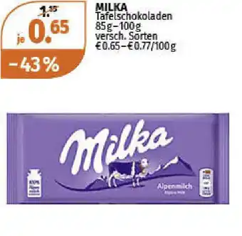 Müller Milka Tafelschokolade 85-100 g Angebot