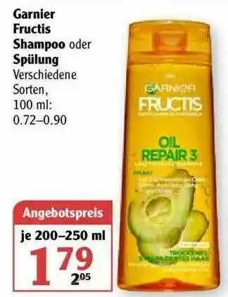 Globus Garnier Fructis Shampoo Oder Spülung Angebot