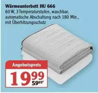 Globus Wärmeunterbett Hu666 Angebot