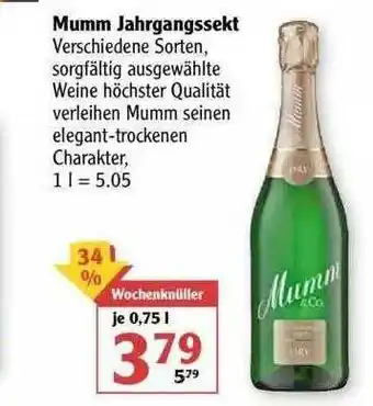 Globus Mumm Jahrgangssekt Angebot