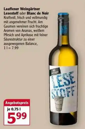 Globus Lauffener Weingärtner Lesestoff Oder Blanc De Noir Angebot