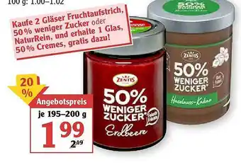 Globus Zentis 50% Weniger Zucker Erdbeere Oder Haselnuss-kakao Angebot