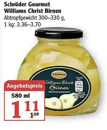 Globus Schröder Gourmet Williams Christ Birnen Angebot